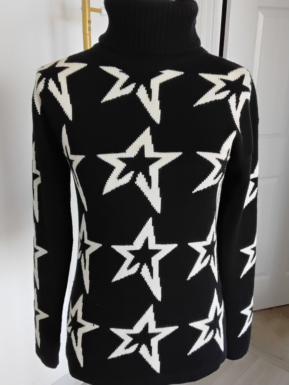Perfect Moment Black and White Star Cowl Neck Sweater